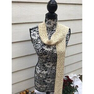 Scarf handmade Crochet light brown beige tan color lt weight shimmering …
